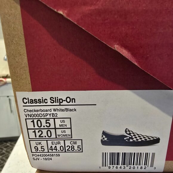 VANS Authentic Black White Checkerboard Classic Slip-On Shoe Mens Size 10.5 NEW - Picture 9 of 12